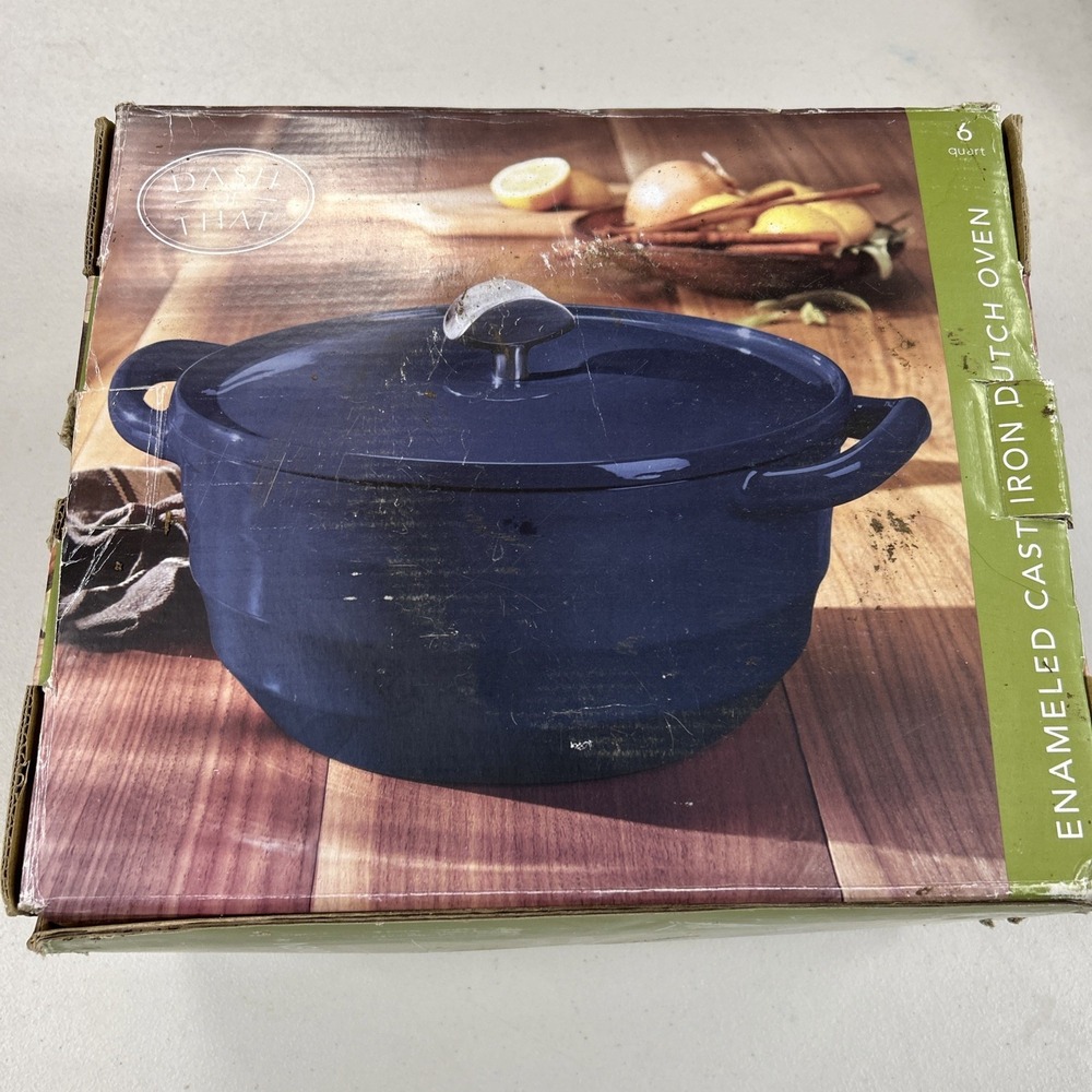 Dash of That 6 Qt Enameled Cast Iron Dutch Oven w/ Lid Slate Grey Casserole Bean